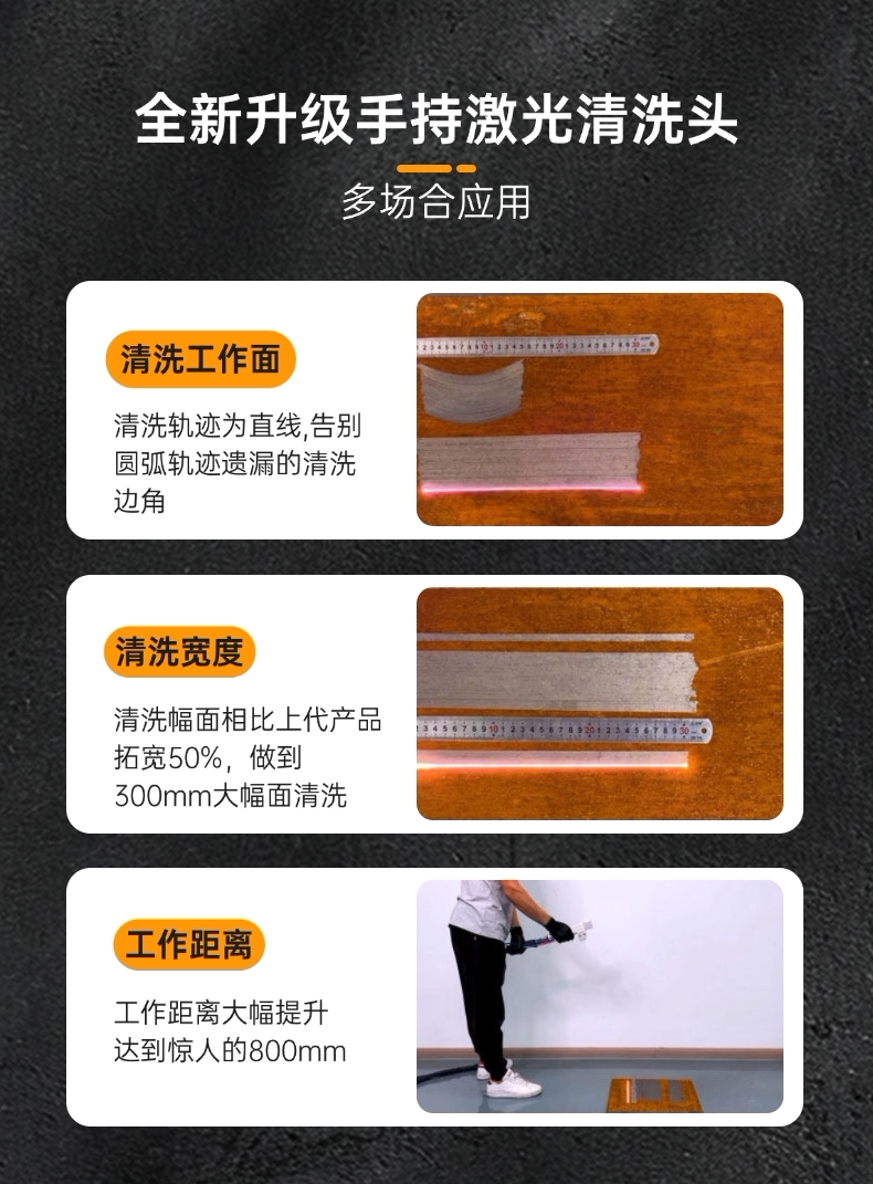 超强伟业SUP22C手持激光清洗头3000W工业级除锈除漆除油清理枪头