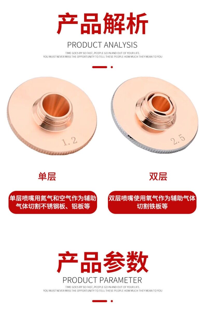 D32M14激光割嘴常规蝶形割嘴32mm高速单层双层激光喷嘴紫铜激光头