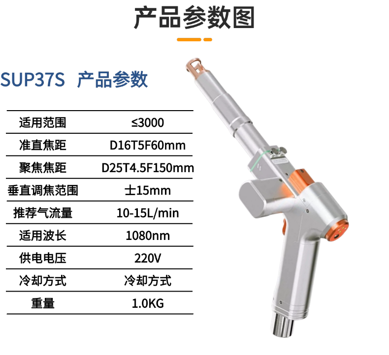 SUP37S 五合一双摆焊接头 3000W 储能焊清洗切割多功能激光焊接头